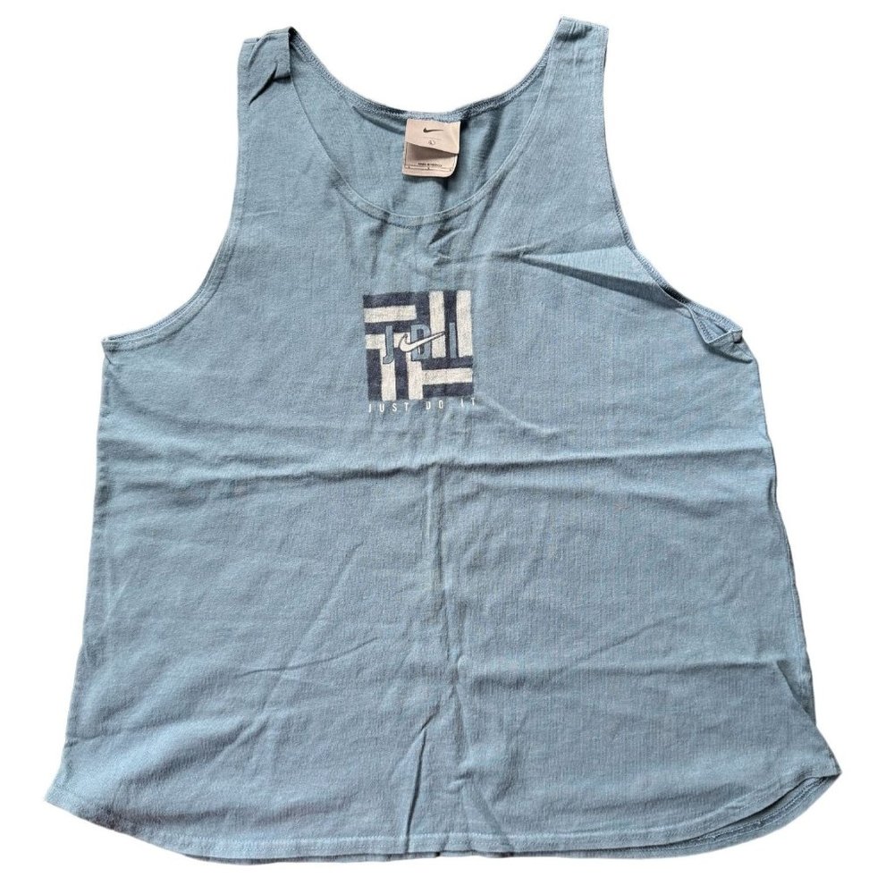 Nike Just Do It Light Blue Vtg Tank‎ Top Shirt Cotton Men's Large | b1